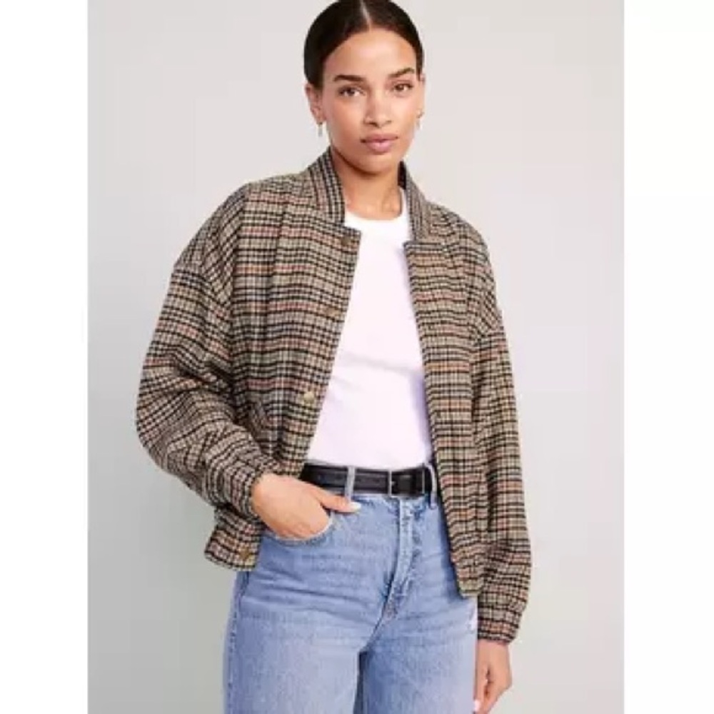 Old Navy Houndstooth Bomber Jacket